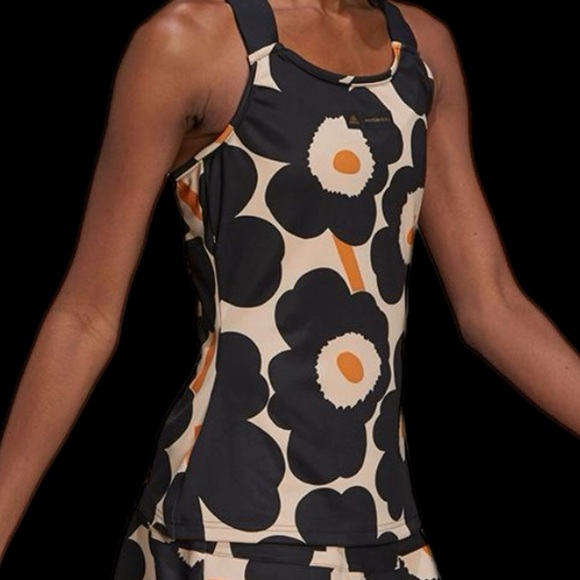 Adidas Floral Tank Top - Black and Orange - Picture 1 of 9